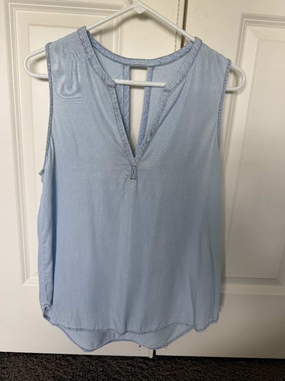 Allison Joy EVEREVE Chambray Tank Top – Women’s M – Blue Sleeveless Casual Bouti